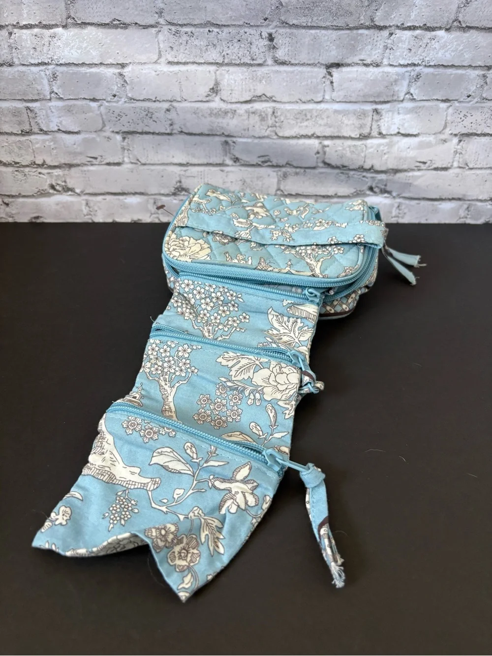 Quilted Floral Cosmetic Pouch/Jewelry Organizer Travel Bag